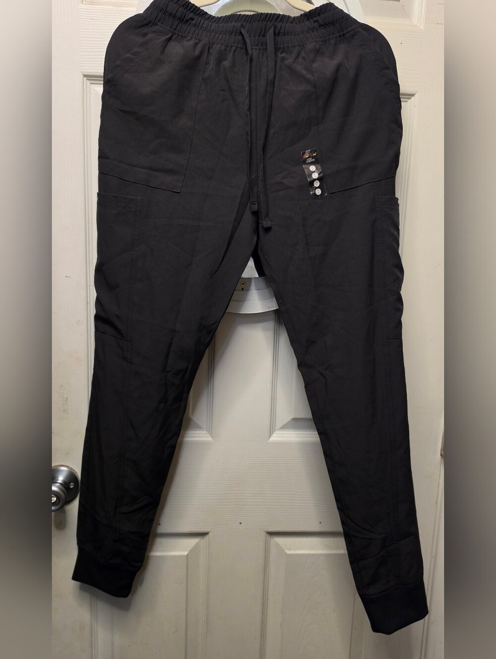 Womens Black Drawstring Jogger Srub Pants